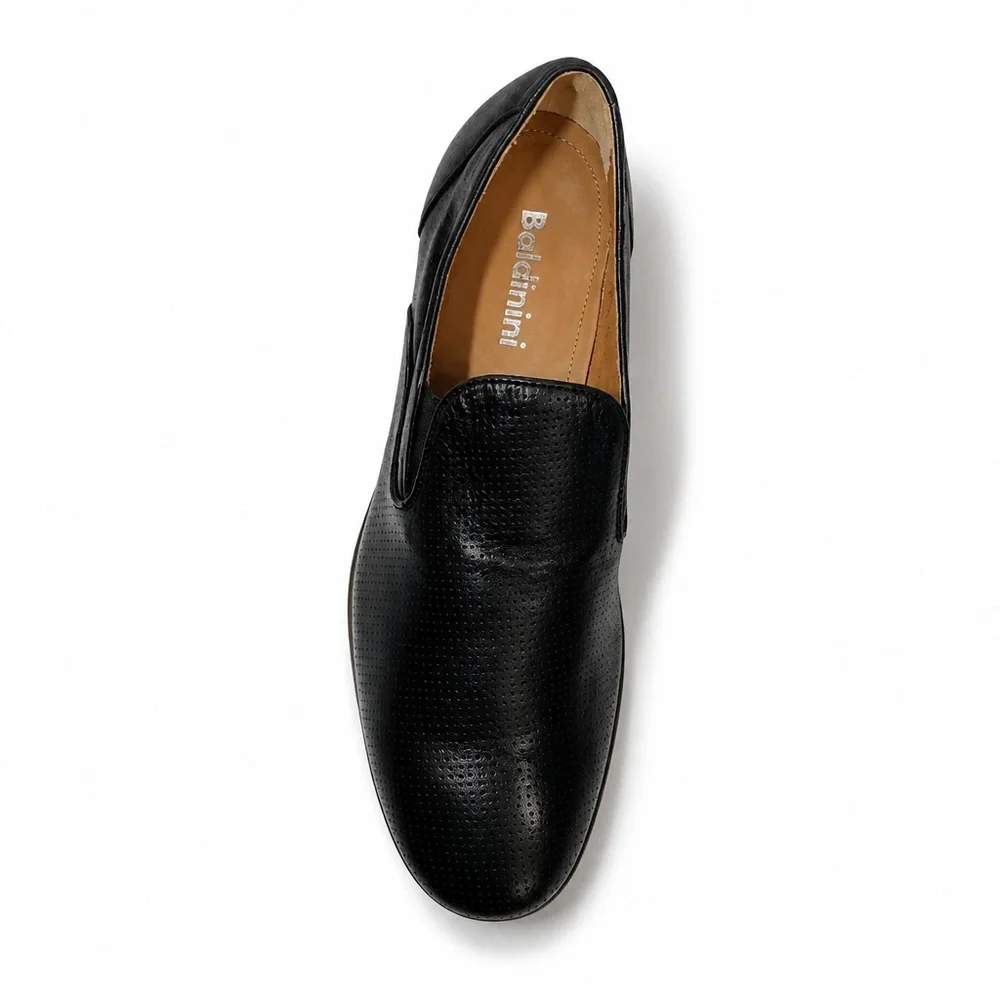 BALDININI Classic Black Soft Leather Comfort Slip-On Dress Shoes - Men's